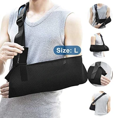 Immagine di Tutore Braccio Destro e Sinistro, Supporti Reggibraccio per Ingessato con Rete Traspirante, Regolabile Fascia Arm Sling Polso Rotto/Lesioni alla Spalla/Tendinite(Nero)