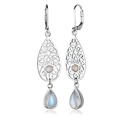 Immagine di Elli Orecchini Donne Pendenti Goccia Ornamento con Pietre di Luna in Argento Sterlino 925 Placcato Oro