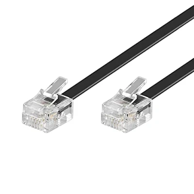 Immagine di Goobay 50319 Cavo di Collegamento Modulare, Telefonico, Nero, 10m Lunghezza del Cavo, per Router