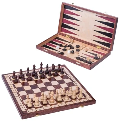 Immagine di Square Gioco SENATORE 3 in 1 Scacchi Legno Bckgammon Dama 40 x cm