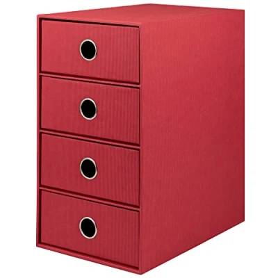 Immagine di Rössler Papier 1524452364 Scatola a 4 cassetti S.O.H.O. per DIN A5, con foro impugnatura, rosso, 250 x 175 320 mm, 1 pezzo
