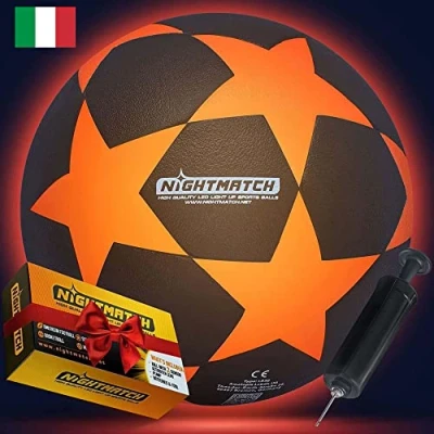 Immagine di NIGHTMATCH Pallone da Calcio Luminoso Taglia 5 Set Completo 2 LED Attivati con Sensore per Divertirsi al Buio Ideale Grandi e Piccini Bright Bambini