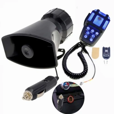 Immagine di YIYIDA Clacson per auto Corno d&#039;allarme 7 toni dell&#039;automobile collegato all&#039;accendisigari 135db Amplificatore di Suono Emergenza con Mic PA Speaker System 12V barca