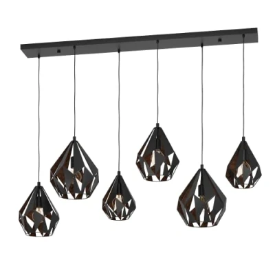 Immagine di EGLO Lampada a sospensione Carlton 1, 6 luci, nero/rame