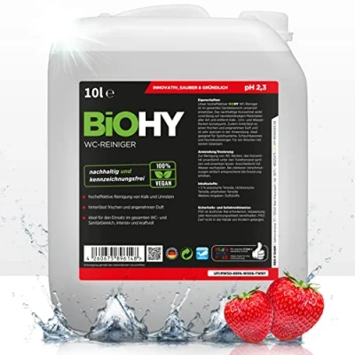 Immagine di BiOHY detergente per WC (Lattina da 10 Litri) EXTRA FORTE Concentrato biologico professionale Gel viscoso Ideale contro il calcare delle urine (WC Reiniger)
