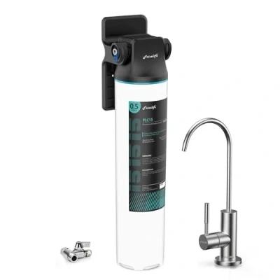 Immagine di Frizzlife SW15F filtro per acqua sotto il lavello con rubinetto in nichel spazzolato, certificato NSF/ANSI 53&amp;42, riduce al 99,99% piombo, cloro, cattivo gusto e odore, 16K galloni, 0,5 micron