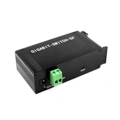 Immagine di Waveshare Industriequalität, 5P Gigabit Ethernet Switch IEEE 802.3X konform Vollduplex 10/100/1000M Anschluss DIN Schienenmontage