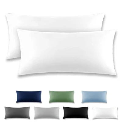 Immagine di REDKEY Coppia di Federe 40 x 80 cm, Set 2 Tessuti per Cuscino Letto, con Coperchio Ribaltabile (senza Cerniera), 100% Microfibra è morbida e traspirante，Bianco