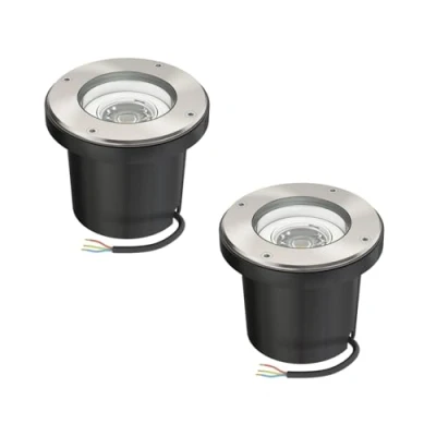 Immagine di ledscom.de 2 pz. lampada da incasso a pavimento BOFU per esterni orientabile in acciaio inox rotonda IP67 150mm Ø incl. LED 5.473W 468lm 30 bianco caldo