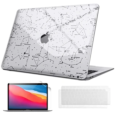 Immagine di FINTIE Custodia Compatibile con MacBook Air 13 A2337 (M1) / A2179 A1932 (2020 2019 2018) Cover Rigid Protettivo Guscio Case 2 Tastiera &amp; 1 Proteggi Schermo, Constellation Clear