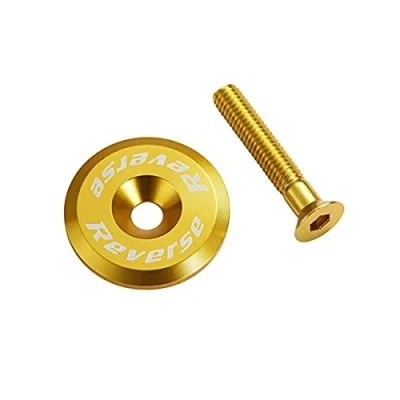 Immagine di Reverse Cappuccio di chiusura serie sterzo in alluminio con vite, colore oro scuro