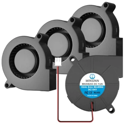 Immagine di WINSINN Ventilatore 5015 da 50 mm 12 V/24 V per stampanti 3D, turbina di raffreddamento brushless con cuscinetto a sfera doppio, connettore 2 pin, x 15 mm, in confezione 4 pezzi