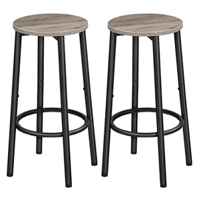 Immagine di HOOBRO Set di 2 Sgabelli da Bar, Pranzo con Poggiapiedi, in Stile Industriale, Struttura Metallo Resistente, per Pranzo, Cucina, Montaggio Facile, Grige e Nero EBG03BY01