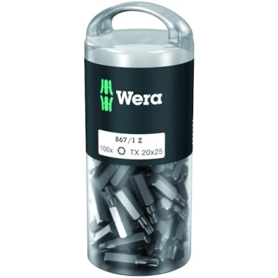 Immagine di Wera 867/1 Z TORX® DIY 100 SiS 05072448001 Inserto Torx T 20 Acciaio per utensili legato, duro D 6.3 pz.