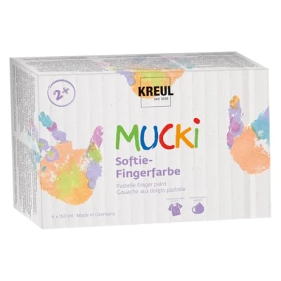Immagine di Kreul 2321 Colori Mucki Softie, 6 x 150 ml, Pastello a Base d&#039;Acqua, Dita per Bambini dai 2 Anni in su, Multicolor