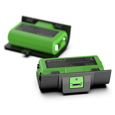 Immagine di PowerA Kit Play&amp;Charge per Controller Wireless di Xbox Series XS e One, Compatibile con la Docking Station Xbox, 2 Batterie Ricaricabili Spie LED, 4 Sportelli Batterie, Nero Verde