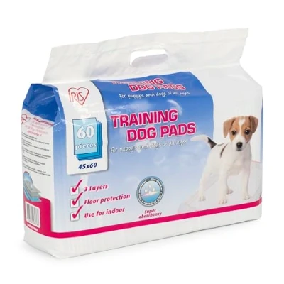 Immagine di Iris Ohyama, cuscinetti per cuccioli / addestramento cuccioli, set di 60 perfettamente assorbente, nessuna perdita e odore, usa getta cucciolo cane Pet Pad NS 60W, Blu