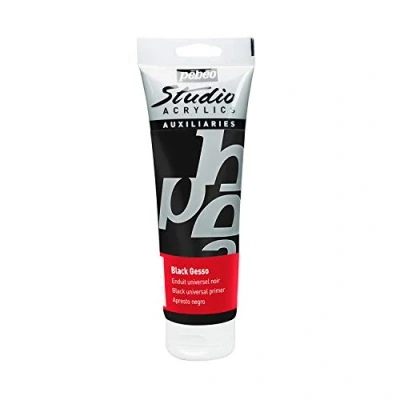 Immagine di Pébéo Studio Acrylics Gesso Nero 250 ml Sottofondo Colori acrilici per preparare Tutti i Supporti Barattolo di Acrilico