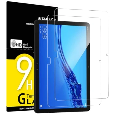 Immagine di NEW&#039;C 2 Pezzi, Pellicola Prottetiva per Huawei MediaPad M5 Lite 10,1 Pollici, Vetro Temperato, Senza Bolle, Durezza 9H, 0,33mm Ultra Trasparente, Resistente