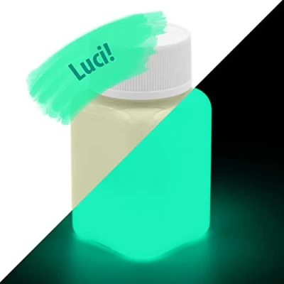 Immagine di lumentics Vernice Fluorescente Giallo Verde 100g Fosforescente, Effetto Bagliore fotoluminescente UV, murale Fosforescente