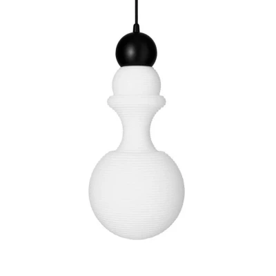 Immagine di DESIGN BY US Lampada a sospensione Paris 1920, altezza 43 cm, vetro, bianco