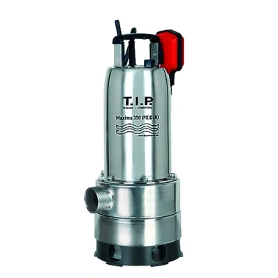 Immagine di T.I.P. Maxima 350 IPX DUO 30274 Pompa sommersa per acqua sporca, con base espandibile, in acciaio INOX, portata fino a 20.000 l/h, aspirazione piatta 1 mm, Argento