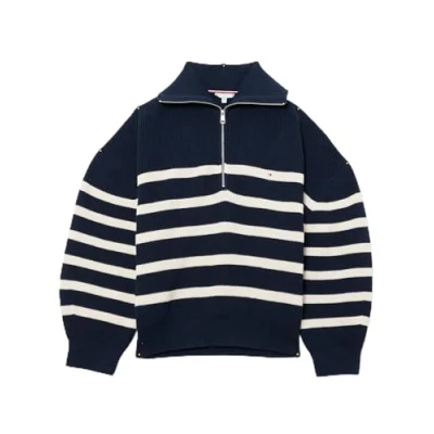 Immagine di Tommy Hilfiger Curve Stitch 1/2 ZIP Maglione, Donna, Taglia: 56, Desert sky/ivory petal