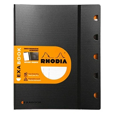 Immagine di RHODIA 132146C Quaderno Organizer ricaricabile Exabook nero A4+ a righe 160 pagine Staccabili 4 buchi Carta Clairefontaine 80g Copertina in Polipropilene (Plastica) Rhodiactive