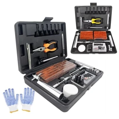 Immagine di NOOGUI Kit Riparazione Pneumatici Auto, Moto, in 15 min, Ripara Gomme Valido per Tutti i Tipi di Pneumatici, Composto da 117 PCS