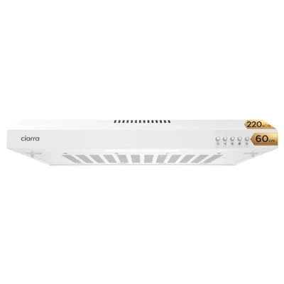 Immagine di CIARRA Cappa Aspirante 60 cm Sottopensile da Cucina con Pannello Argento LED Montaggio a Parete Ventola Estrattore (Bianco) CAW6903A