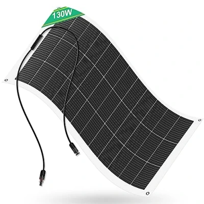 Immagine di ECO WORTHY Pannello Solare Flessibile Monocristallino da 130 W, 12 V, con Cavo di Ricarica per Camper, Auto, Barca, Batterie 12V