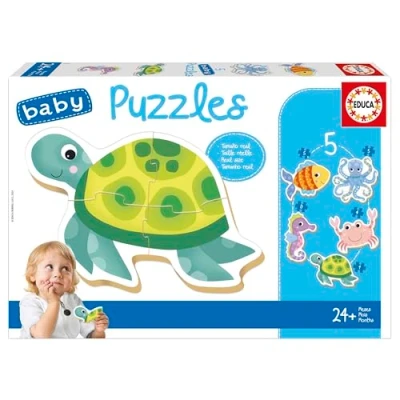 Immagine di Educa Baby puzzles Animali acquatici Set di 5 puzzle per bambini progressivi da 3 a pezzi imparare con diversi livelli difficoltà. Consigliato 24 mesi (19951)