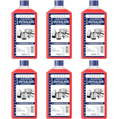 Immagine di 6 decalcificanti universali da 750 ml, come per macchina caffè, bollitore, ecc. decalcificazioni/applicazioni 125 ml