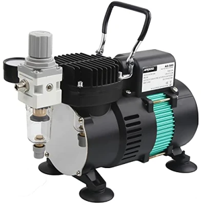 Immagine di Airgoo Compressore per aerografo Lusso AG 320 con due ventole di raffreddamento, regolatore umidità hobby, decorazione alimentare, tatuaggio, grafica e così via