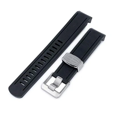 Immagine di 20 mm Crafter Blue Cinturino in gomma curva nera per Seiko Sumo sbdc001, Nero , L, Classico