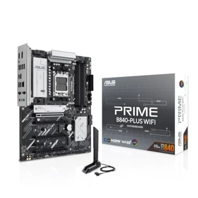 Immagine di ASUS PRIME B840 Plus WiFi, Scheda Madre AMD ATX, slot DDR5, PCIe 4.0 Ready, 3 M.2, WiFi 6E, Ethernet Realtek 2,5 GB, DisplayPort, HDMI, USB C e A da 20 Gbps, BIOS Flashback Aura Sync