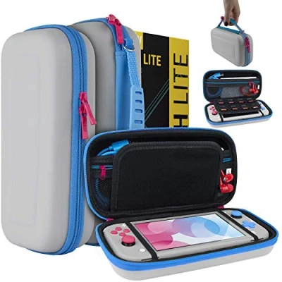 Immagine di Orzly Case for Nintendo Switch Lite Portable Travel Carry with Storage Games And Accessories [Grey/Blue a Tint of Pink Special Edition]