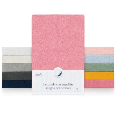 Immagine di Laleni lenzuolo con angoli lettino in spugna 50x89cm certificato OEKO TEX lenzuola sbarre senza pieghe brandina asilo elastici bianco
