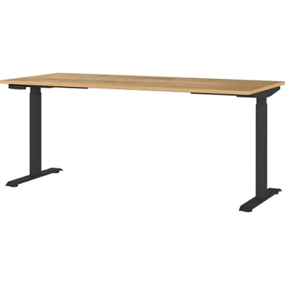 Immagine di Germania Scrivania 7909 593, in Rovere di Navarra repro/Nero, tel. regolabile altezza, 180 x 120 80 cm (LxAxP)