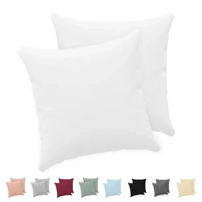 Immagine di Twinzen® Federe Cuscino Letto (Set di 2) Bianco per i Cuscini 80x80 cm 100% Jersey Cotone Copricuscino con Cerniera Fodera Protezione