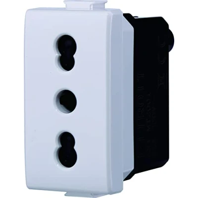 Immagine di Presa Bipasso Bivalente 2P+T 10/16A, Compatibile Con Bticino Matix (1 Pezzo, Bianco)