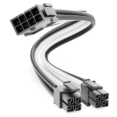 Immagine di deleyCON Cavo di Alimentazione EPS CPU Processore 4+4 Pin Interno 30 cm 18 AWG PSU Mainboard Scheda Madre PC Computer Alimentatore Nylon Elettrica Presa su Spina Nero Bianco