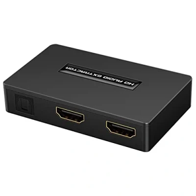 Immagine di ohfruit Estrattore audio HDMI 4K, da a ottico stereo 3,5 mm, convertitore con cavo Toslink SPDIF AUX supporto uscita HDCP1.4 nero