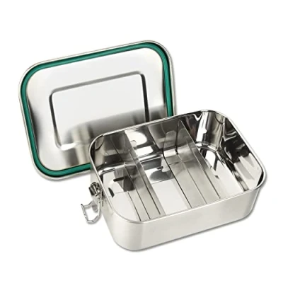 Immagine di Schramm® contenitore per il pranzo in acciaio inox a scelta 800, 1200, 1400, 1700 o 2200 ml, con scomparti inclusi 2 divisori, metallo chiusura scatto, dimensioni: 1200 ml