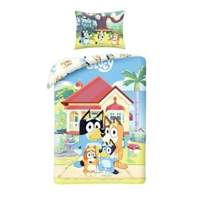 Immagine di Halantex Bluey Famiglia Cagnolini Set Letto Bingo Bandit Chilli Copripiumino Reversibile 140x200cm e Federa 70x90cm Multicolore 100% Cotone