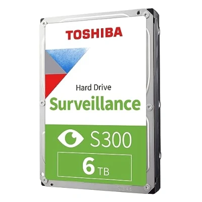 Immagine di Toshiba 6TB S300 Surveillance HDD 3.5&#039; SATA Internal Hard Drive Supports up to 64 HD cameras at a 180TB/Year workload (HDWT720UZSVA)
