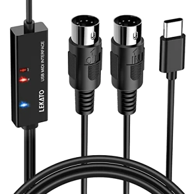 Immagine di LEKATO Cavo MIDI Tipo C, Adattatore C a Interfaccia Convertitore Ingresso Uscita da 6,5 Piedi Tastiera per PC/Mac/Laptop Strumenti