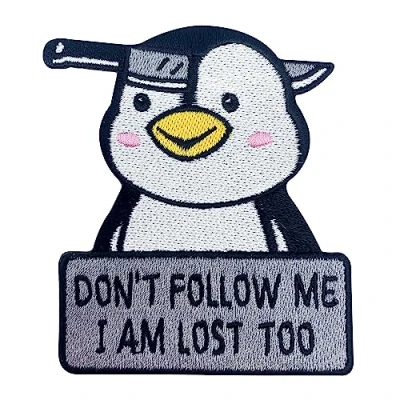 Immagine di Finally Home Toppa termoadesiva Dont follow me I am Lost too pinguino patch invernali pinguini da applicare con il ferro stiro animali