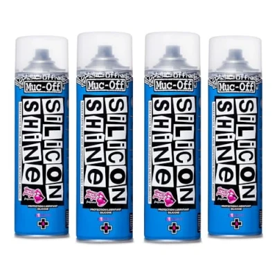 Immagine di Muc Off Silicon Shine 500 ml, 4pk Innovativo Spray Lucidante per Biciclette, Riduce l&#039;Attrito e Dona una Finitura Lucida Lucido Biciclette di Tutti i Tipi