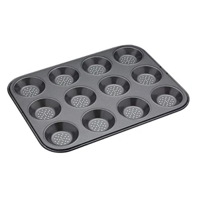 Immagine di MasterClass Crusty Bake Perforated Mince Pie Baking Tray with PFOA Non Stick, 12 Hole Tart Tin, Robust 1mm Carbon Steel, 32 x 24cm (12.5 9.5&#039;&#039;), Grey